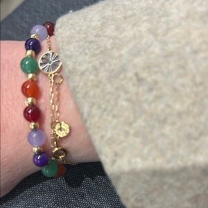 Gold-Plated Multi-Colored Bead Bracelet